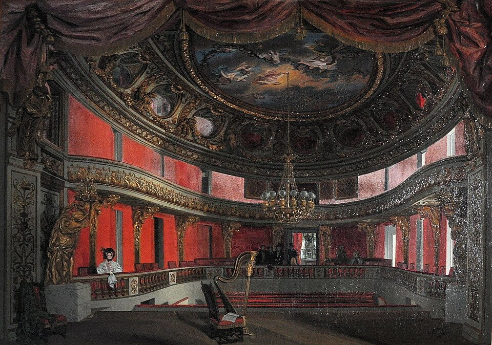 Le Théâtre de la Reine à Versailles, lithographie d'Asselineau, 1838